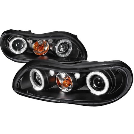 Overtime Halo LED Projector Headlight for 99 to 03 Chevrolet Malibu- Black OV3197488